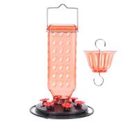 24oz Stylish Hanging Hummingbird Feeder, Bee Resistant Window Garden Nectar Feeder with 6 Flower Ports Leak Proof Base Wide Mouth Design (Red)