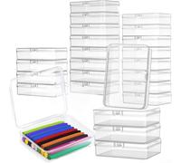 24Pack Clear Plastic Storage Boxes with Secure Lids, Stackable Organizers for Crayon and Small Art Supplies, for Group Projects and Craft Workshops