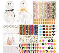 24Pack Halloween Party Favors for Kids, Giant Lollipop with Gift Cards, Pencils, Temporary Tattoo Stickers, Erasers, Stampers, Sharpener for Classroom School Exchange Party Favors for Boys and Girls