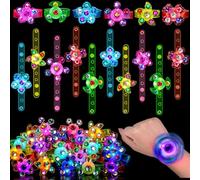 24Pack LED Light Up Spinner Bracelets, Glow in The Dark Fidget Party Favors for Kids, Birthday Goodie Bags Stuffers, Treasure Box Toys for Classroom, Light Up Party Supplies