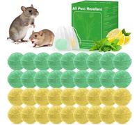 24Pack Rodent Repellent, Natural Rat Mice Mouse Repellant Indoor Outdoor, Peppermint Oil Wasp Bee Pest Insect Repellent Balls to Repel Rats Mice Away Rodent Deterrent for House Family & Pet Safe