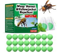 24Pack Wasp and Bee Repellent - Natural Peppermint Oil Bee Repellent for Yellow Jackets, Hornets, Mud Wasps, Indoor Outdoor Patio Garden Porch, Pet and Family Safe