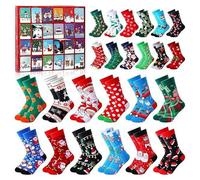 24Pairs Sock Advent Calendar 2024,24 Days of Christmas Socks Advent Calendar for Women Men,Countdown Calendar Unisex Funny Colorful Fluffy Warm Socks,Christmas with Warm Christmas Socks