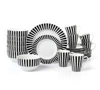 24pc Black Split Stripe Dinner Set