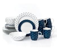 24Pc Blue & White Spot Dinner Set