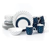 24pc Blue & White Spot Porcelain Dinner Set