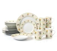 24pc British Wild Flowers Porcelain Dinner Set