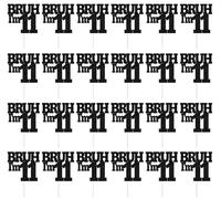 24pc Bruh I'm 11 Cupcake Topper, Bro It's My Birthday, Hello Eleven, Happy 11th Birthday Party Decorations Supplies for Boys Girls