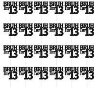 24pc Bruh I'm 13 Cupcake Topper, Bro It's My Birthday, Hello Thirteen, Happy 13th Birthday Party Decorations Supplies for Boys Girls