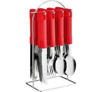 24pc Cutlery Dinner Tableware Set - Stainless Steel | with Metal Hanging Stand, Forks Tea Spoons | Dishwasher Safe & Easy Clean | Suitable for Home, Kitchen, Restaurant, Catering