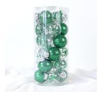 24pc Glitter Ball Christmas Baubles, Xmas Tree Decoration 6cm, Assorted Colors, Plastic (green)