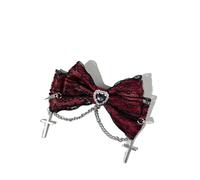 24pc Gothic Heart-Shaped Cross Lace Embroidered Bow Hair Clips For Women Fashionable Side Grips Bulk Pack Accessories(Color22)