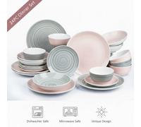 24Pc Grey And Pink Spinwash Dinner Set