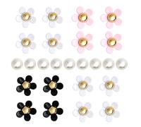 24PC Shoe Flower Charms with Crystal Rhinestone Pearl Shoe Decoration, Versatile for Footwear and Accessories, for Gifts and Personalization (Black and White)，Charms for Aldult