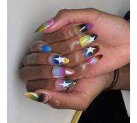 24Pc Short Almond Press On Nails Designs French Fake Nails Acrylic False Artificial Glues On For Women Stick Fake Nail