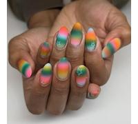 24Pc Short Almond Press On Nails Designs French Fake Nails Acrylic False Artificial Glues On For Women Stick Fake Nail