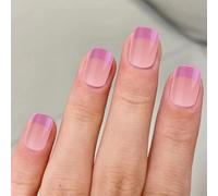 24Pc Short Square Press On Nails Designs French Fake Nails Acrylic False Nails Artificial Nails Glues On Nails For Women