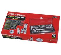24pc Socket Set 1/4in Drive Standard & Deep Chrome Vanadium Ratchet