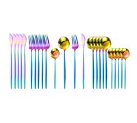 24pc Stainless Steel Cutlery Set Colorful Rust Resistant | 24-Piece Set, Stainless Steel, Rust Resistant, Dishwasher Safe, Ergonomic Design