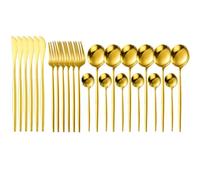 24pc Stainless Steel Cutlery Set Gold Cutlery Set Rust | 24-Piece Set, Stainless Steel, Rust Resistant, Dishwasher Safe, Ergonomic Design