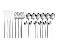 24pc Stainless Steel Cutlery Set Silver Rust Resistant | 24-Piece Set, Stainless Steel, Rust Resistant, Dishwasher Safe, Ergonomic Design
