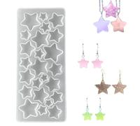 24pc Stars Silicone Mould for Resin UV Jewellery Making Necklace Hanging Charm Epoxy Mold Casting Epoxy Rubber Crystal Clay Handmade Crafts DIY