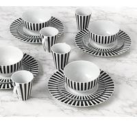 24pc Stripe Porcelain Dinner Set - Black