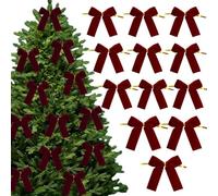 24pc Velvet Christmas Tree Bow Decoration, 3.5 Inch Xmas Bows, Christmas Tree Decorations, for DIY Crafts, Gift Wrapping, Holiday Christmas Party Decoration (Burgundy)