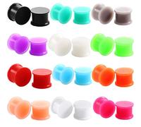 24Pcs 00g-1 inch Silicone Plugs Ear Gauges Stretching Kit Double Flared Expander Tunnels Flesh Saddle Set for Women Men Body Piercing Jewelry Gauge, 0G (8mm)