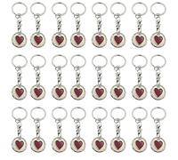 24Pcs £1 Trolley Token Keyrings - 12-Sided Pound Coin Alternative | Fits Standard UK Trolleys | Shopping Trolley Coins with Keyring Clips | Gifts for Lockers, Gym, Party Bags (24, RED HEART DESIGN)
