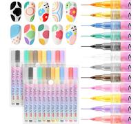 24Pcs 12 Colors Nail Art Pens Set, DIY Nail Art Markers, DIY Quick Dry Graffiti Dotting Point Liner Pens, 3D Nails Polish Pen for Painting, Nails Polish Drawing Tool(24PCS)