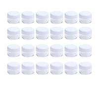 24PCS 15 Gram 15ml 0.5oz Refillable White Plastic Screw Cap Lid with Clear Base Empty Plastic Sample Container Jars for Cosmetic Make Up Cream Lotion Eye Shadow Nails Powder Gems Jewelry