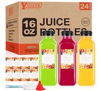 24pcs 16oz Plastic Bottles with Caps, YULEER Take Out Bottles with Lids for Juicing Bottles, Clear Juice Bottles Bulk Beverage Containers for Juicing, Smoothie, Drinking, and Other Beverages