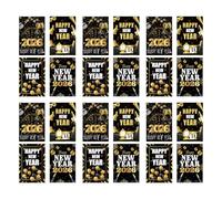 24Pcs 2026 Holiday Drink Labels Bottle Stickers for Wine Champagne Party Decoration Gold Black New Year Party Supplies