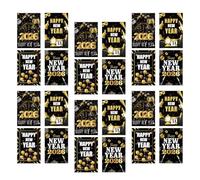 24Pcs 2026 New Year Party Decoration Gold Black Bottle Wrapping Labels Waterproof Wine Decorative Sticker for Champagne Christmas Wine Bottle Stickers