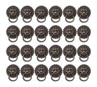 24pcs 20mm Lion Head Cabinet Pull Handles Zinc Alloy Decorative Drawer Knobs Vintage Bronze Style for Wardrobe Cupboard Jewelry Box