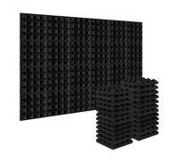 24Pcs 25x25x5cm Studio Acoustic Soundproof Foam Noise Insulation Sound Absorption Treatment Panels Black And Blue(24Black)