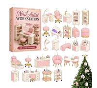 24pcs 2D Acrylic Nail Ornaments Advent Christmas Calendars 2026 | 24 Days Funny Nail Design Countdown Calendar For Family Home Office Tree Wall Window Party Girls Teen