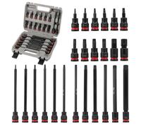 24Pcs 3/8" Drive Impact Torx Bit Set Long and Standard Torx Bit Socket Set Shock Resistant Torx Driver Bits Sleeve Set Impact Star Bit Sockets Sets T10 to T60 for Project Mechanical Maintenance