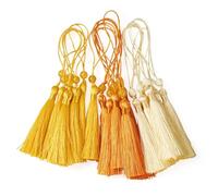 24Pcs 3 Style 15cm Polyester Tassel Decorations Pendants Handmade Soft Craft Tassels Charms with Glass Beads for Bookmarks, Crafts and Jewelry Making Orange yellow