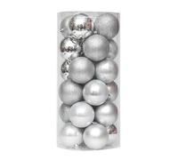 24pcs 30 mm Christmas Balls Decoration Shatterproof Christmas Tree Baubles Mini Christmas Hanging Ball Ornaments for Christmas Tree Wreath Garland Holiday Wedding Party Decoration Silver 3cm
