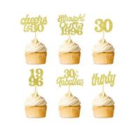 24Pcs 30th Birthday Cupcake Toppers Thirty Fabulous 30 Straight Outta 1996 Glitter Cake Topper Decorations for Cheers to 30 Years Anniversary Wedding Birthday Party Supplies
