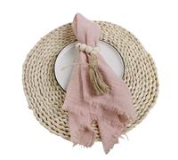 24pcs 32x32cm Gauze Cotton Napkin Reusable Tea Towel Wedding Party Christmas Table Decor Retro Burrs napkins For Dinners Parties Weddings(24pcs Pink)