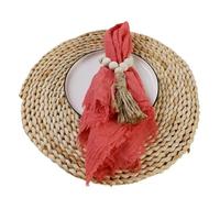 24pcs 32x32cm Gauze Cotton Napkin Reusable Tea Towel Wedding Party Christmas Table Decor Retro Burrs napkins For Dinners Parties Weddings(24Pcs Watermelon Red)