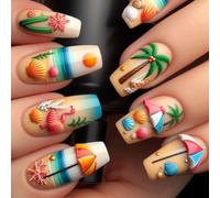 24pcs 3D Beach Ballet French Art Tips Full Covers | Acrylic Nails, 3D Beach Ornament, French Art Tips, Stick on Acrylic Nails Manicure, Manicure Solution