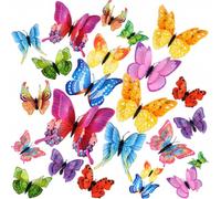 24PCS 3D Butterfly Wall Sticker Decor,3D Butterflies Stickers for Party Decorations with Magnets and Gum Removable and Reusable (Multicolour)
