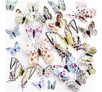 24PCS 3D Butterfly Wall Sticker Decor,3D Butterflies Stickers for Party Decorations with Magnets and Gum Removable and Reusable (White)