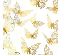 24PCS 3D Butterfly Wall Stickers,3 Sizes Butterflies Decals Decorations,Gold Butterfly Wall Stickers for Home,Bedroom,Wedding Party,Cake Decoration (Gold)