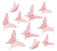24pcs 3D Butterfly Wall Stickers, 3D Butterfly Ornaments Removable Vivid Stickers with 3 Different Sizes for Room Decor Birthday Party Decorations(Rose Gold, Style 1)