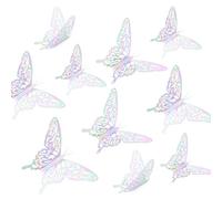 24pcs 3D Butterfly Wall Stickers, 3D Butterfly Ornaments Removable Vivid Stickers with 3 Different Sizes for Room Decor Birthday Party Decorations(Dazzling Silver, Style 1)